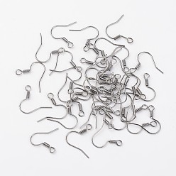 Черный Цвет Металла Железные крючки для сережек, с горизонтальной петлей, без кадмия и без свинца, металлический черный , 17x17.5 мм, отверстие : 2 мм