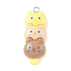 Медведь Подвески из смолы с животной тематикой, с платиновым тоном железная петля, медведь, 35x15x6.5 мм, отверстие : 2 мм