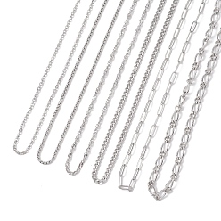 Нержавеющая Сталь Цвет 6 шт. 6 стили 304 комплекты ожерелий из нержавеющей стали с цепочкой Фигаро, панцирной цепочкой, коробчатой цепочкой, цепочкой с волнистым плетением и цепочкой-кабелем для женщин, не тускнеет, цвет нержавеющей стали, 16.10~19.57 дюйм (40.9~49.7 см), 1 шт / стиль