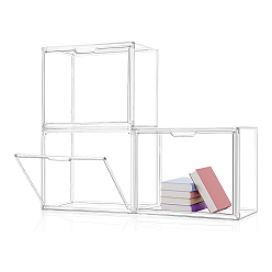 Clear Rectangle Acrylic Book Storage Box, Magnetic, Clear, 360x220x270mm