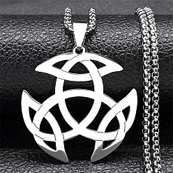 Нержавеющая Сталь Цвет 201 ожерелья из нержавеющей стали с подвеской в виде узла трикветра викингов, цвет нержавеющей стали, 23.46 дюйм (59.6 см)