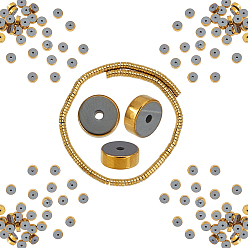 с Золотистым Покрытием Гальваническое покрытие из немагнитного синтетического гематита, Heishi бусы, Плоский круглый / диск, с золотым покрытием, 6x2 мм, отверстие : 1 мм, около 193 шт / нитка, 15.7 дюйм, 1 прядь