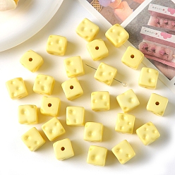 Желтый Непрозрачные акриловые бусины, кубические, желтые, 14x14x14 мм