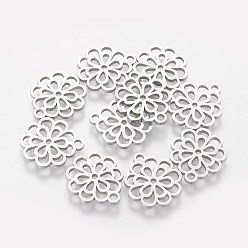Stainless Steel Color 304 Stainless Steel Charms, Flower, Stainless Steel Color, 14.5x13x1mm, Hole: 1.5mm