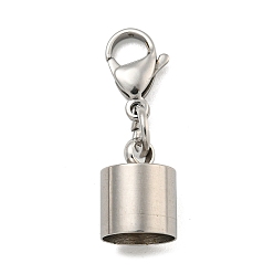 Нержавеющая Сталь Цвет Устойчивы к потускнению 304 наконечники шнура из нержавеющей стали, с карабин-лобстерами , цвет нержавеющей стали, 33 мм, внутренний диаметр: 10 мм