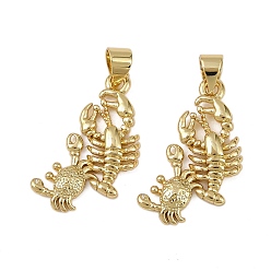 Краб Латунные подвески, долговечный, без кадмия и без свинца, стойки покрытие, реальный 18 k позолоченный, краб, 21.5x15.5x2.5 мм, отверстие : 4.5x3.5 мм