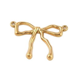 Настоящее золото 18K Ионное покрытие (IP) 304 подвески для соединителей с текстурированным бантом из нержавеющей стали, реальный 18 k позолоченный, 20x28x2 мм, отверстие : 1 мм