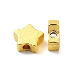 Golden Rack Plating Brass Beads, Long-Lasting Plated, Star, Golden, 7.5x8x3mm, Hole: 1.2mm.