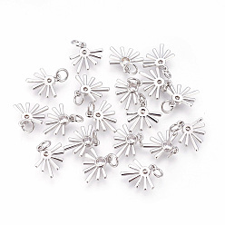 Платина Латунные микро проложить кубического циркония прелести, цветок, прозрачные, платина, 11x12.5x2 мм, отверстие : 3~3.5 мм