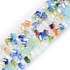 Mixed Color Electroplate Transparent Glass Beads Strands, Triangle, Faceted, AB Color Plated, Mixed Color, 2~3x3~3.5x3~3.5mm, Hole: 0.7~0.9mm, about 122~136pcs/strand, 10.43~11.61 inch(26.5~29.5cm)