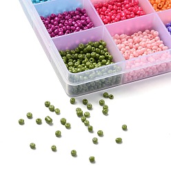 Mixed Color 180G 15 Colors Baking Paint Glass Seed Beads, Round, Mixed Color, 8/0, 3~4x2~3mm, Hole: 0.8~1mm, 12g/color