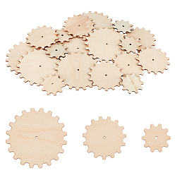 Льняное Полотно 18 шт. 3 стили шестерни необработанные деревянные детали, для поделок diy принадлежности для рисования, белье, 5.1~10x0.25 см, отверстие : 3 мм, 6 шт / стиль