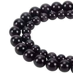 Negro 88piezas 2hebras 2cuentas estilo ojo de gato, rondo, negro, 8~10 mm, agujero: 0.8~1 mm