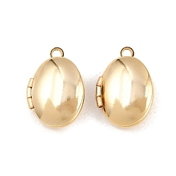 Настоящее золото 24K Овальные латунные подвески-медальоны, стойки покрытие, долговечный, без свинца и без кадмия, реальный 24 k позолоченный, 16x11x4 мм, отверстие : 1.5 мм, внутренний диаметр: 9x6 мм