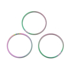 Rainbow Color Ионное покрытие (ip) 304 соединительное кольцо из нержавеющей стали, без никеля , круглые кольца, Радуга цветов, 25x0.8 мм