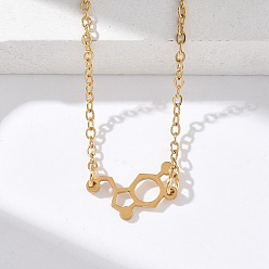 Настоящее золото 18K 304 ожерелья с подвесками из нержавеющей стали с химическими символами, реальный 18 k позолоченный, 17.01 дюйм (43.2 см)