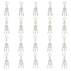 Античное Серебро 20 шт. 4 стили тибетский стиль сплав натуральный ракушка и синтетическая бирюза брелки, 304 разъемные кольца для ключей из нержавеющей стали, кошелек, украшение для рюкзака, Тема океана, античное серебро, 118~135 мм, 5 шт / стиль