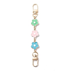 Pink Flower Plastic Enamel Link Purse Short Chain, Bag Strap Extenders, with Alloy Swivel Clasps, Pink, 15cm