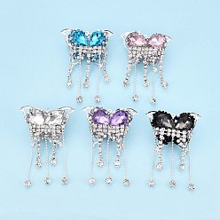 (52) Непрозрачная лаванда Бабочка сплав горный хрусталь кисточка цепочка подвеска бусины, с акриловыми и АБС-имитационными жемчужинами, фокусные бусины для ручек с бусинами изготовление бижутерии брелок, разноцветные, 60~63x41x20~21 мм, отверстия : 1.2 mm и 2.5 мм