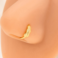 Лист Сплав кристалл горный хрусталь обруч клипса на кольца для носа, золотые, лист, 11x11 мм