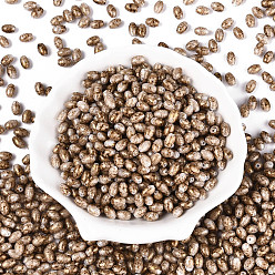 (932FM) Темно-синий аква-матовый с подкладкой Спрей роспись стекла бисер, овальные, темно-золотистые, 7x4~4.5 мм, отверстие : 0.9 мм, Около 2500 шт / фунт