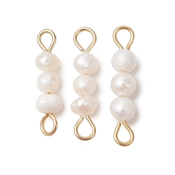 Бежевый Натуральный культивированный пресноводный жемчуг, бусины в форме картофеля, соединительные подвески, с 304 петлями из нержавеющей стали, золотые, бежевые, 16~17x4 мм, отверстие : 1.6~1.8 мм