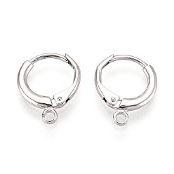 Платина 925 серьги-кольца из стерлингового серебра, с петлей, платина, 15x12x2.5 мм, отверстие : 1.8 мм, штифты : 0.9 мм