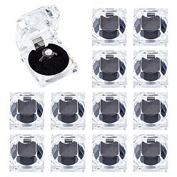 Черный Акриловая шкатулка для ювелирных изделий, с губкой внутри, квадратный, чёрные, 4.55x4.55x4.2 см, Внутренний диаметр: 4.4 cm