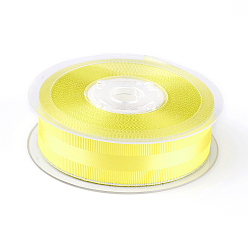 Желтый Полиэстер Grosgrain ленты, серебристая лента, желтые, 3/8 дюйм (9 мм), около 100 ярдов / рулон (91.44 м / рулон)