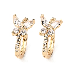 Light Gold Messing micro pave zirkonia ohrreifen, Schmetterling, Licht Gold, 15x9x18 mm