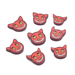 Red Halloween Handmade Polymer Clay Cabochons, Polymer Clay Slices for Resin Crafts & DIY Projects, Ghost, Red, 7.5~10.5x9~11x1~2mm, about 6600pcs/1000g