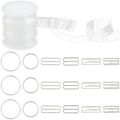 Платина 36 шт. 6 количество стилей 9 бюстгальтеры-топы из сплава в форме чашки, крючок для ремня бюстгальтера, застежка для нижнего белья, с 1 рулоном ТПУ пластика прозрачный эластичный ремешок, платина, 15x0.2 мм