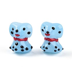 Светло-Синий Эмалевые бусины ручной работы в технике лэмпворк, собака, голубой, 17.5~18x14~14.5x12~13.5 мм, отверстие : 1 мм