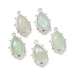 Флюорит Подвески из натурального флюорита, с петлями из латуни с платиновым покрытием, граненые, слеза, 24x14.5x5 мм, Отверстие : 1.2 мм & 1.4 мм