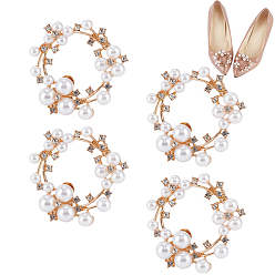 Ring 4украшения для обуви из сплава со стразами, с пластиковой имитационной жемчужиной, съемные пряжки для обуви, кольцо, 56x53.5x16 мм