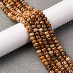 Пейзажный Джаспер Естественного изображения яшмы бисер нитей, граненые, тыква, 6x4 мм, отверстие : 1 мм, около 89~91 шт / нитка, 14.96''~15.16'' (38~38.5 см)