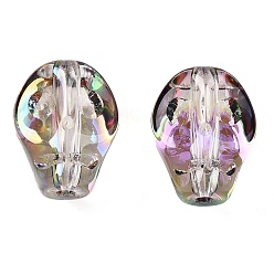 Средняя Орхидея Стеклянные бусины с гальваническим покрытием , череп, средне орхидеи, 10x8x7.5 мм, отверстие : 1 мм, около 65 шт / нитка, 25.59'' (65 см)