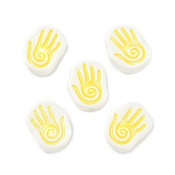 Желтый Фарфоровые бусины ручной работы, ладонь, желтые, 20x16.5x7.5 мм, отверстие : 2.5 мм