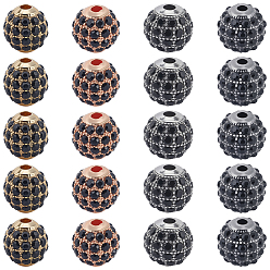 (52) Непрозрачная лаванда 20шт 4 цвета бусины из сплава, со стразами, круглые, разноцветные, 8x8 мм, отверстие : 1.5 мм, 5 шт / цвет