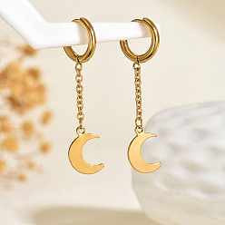 Луна Серьги из 201 нержавеющей стали, реальный 18 k позолоченный, луна, 45 мм