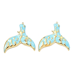 Другие Океан 304 эмалированные подвески из нержавеющей стали, вакуумное покрытие pvd, реальный 18 k позолоченный, прелести рыбий хвост, 46x44.5x3 мм, отверстие : 1.8 мм