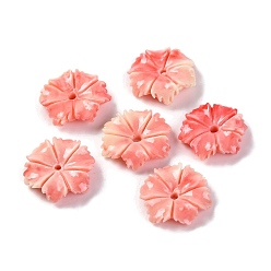 Легкий Лосось Синтетические бусины, окрашенные в ракушки, цветок, светлый померанцевый, 12x12.5x3 мм, отверстие : 1.2 мм