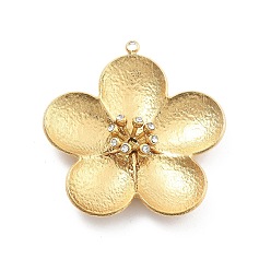 Настоящее золото 18K 304 подвески из нержавеющей стали, со стразами, вакуумное покрытие pvd, , реальный 18 k позолоченный, 31x29.5x5 мм, отверстие : 1.4 мм