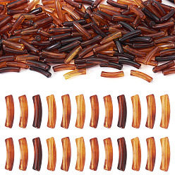 Седло Коричневый 200 шт прозрачные акриловые бусины, имитировать янтарные бусы, трубка, седло коричневый, 20x5x6 мм, отверстие : 1.5 мм