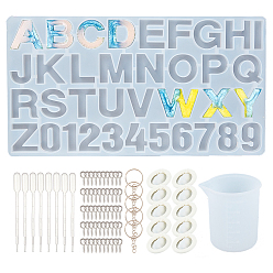 Белый Набор для ключей, с цифрами и буквами силиконовые формы, железные сплит кольца для ключей и винтовые петли, латексные кроватки, пластиковые пипетки, силиконовая мерная чашка, белые