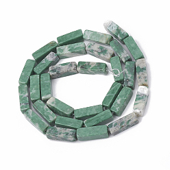 Qinghai Jade Natural Qinghai Jade Beads Strands, Cuboid, 13~14x4~4.5x4~4.5mm, Hole: 1~1.5mm, about 30pcs/strand, 16.14 inch