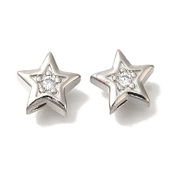 Платина Латунные микро проложить кубического циркония, звезда, овальные, сердце, шестиугольник, , платина, 8x8x3 мм, отверстие : 1 мм