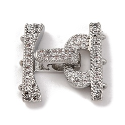 Платина Латунное микропейв, прозрачный кубический цирконий, складные застежки, платина, 17x17x5 мм, отверстие : 1.2 мм