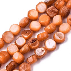 Коралловый Естественных пресноводных оболочки бисер нитей, окрашенные, самородки, коралл, 6~7x5~7x2~7 мм, отверстие : 0.8 мм, около 58~62 шт / нитка, 14.57~15.35 дюйм (37~39 см)