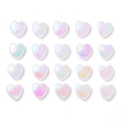 White 100Pcs Eco-Friendly Transparent Acrylic Beads, Dyed, AB Color, Heart, White, 8x8x3mm, Hole: 1.5mm